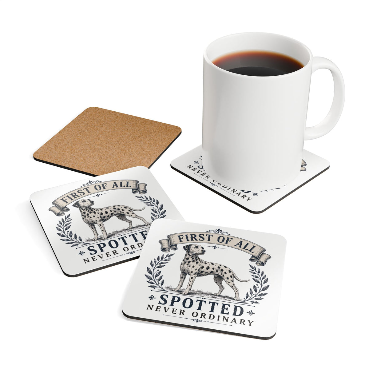 First of All Spotted Never Ordinary - Corkwood Coaster Set