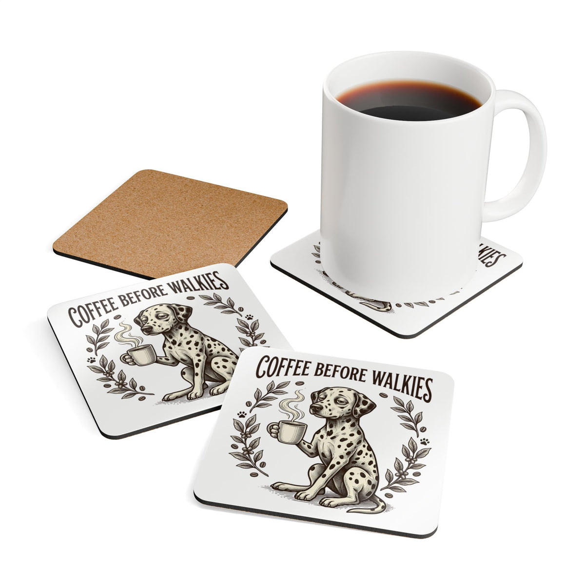Coffee Before Walkies - Corkwood Coaster Set