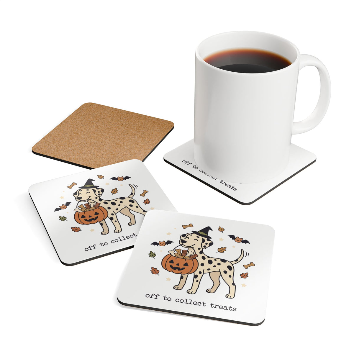Off To Collect Treats - Corkwood Coaster Set