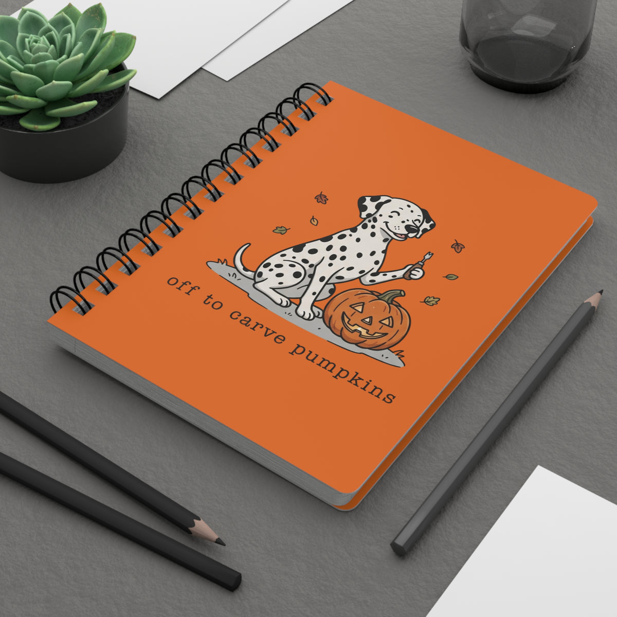 Off To Carve Pumpkins - Spiral Journal - Orange