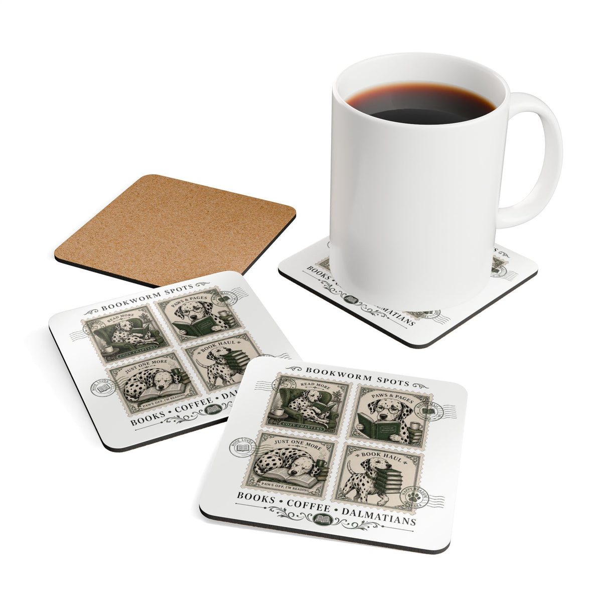 Bookworm Spots - Corkwood Coaster Set