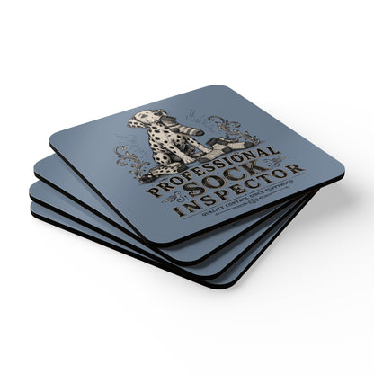 Professional Sock Inspector - Corkwood Coaster Set - Blue Jean