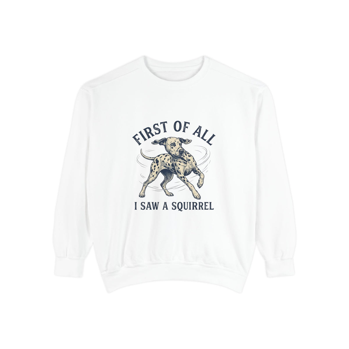 First of All I Saw A Squirrel - Comfort Colors 1566 Crewneck Sweatshirt