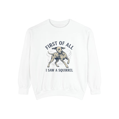 First of All I Saw A Squirrel - Comfort Colors 1566 Crewneck Sweatshirt
