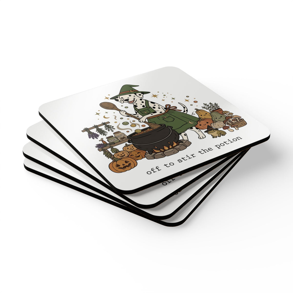Off To Stir The Potion - Corkwood Coaster Set