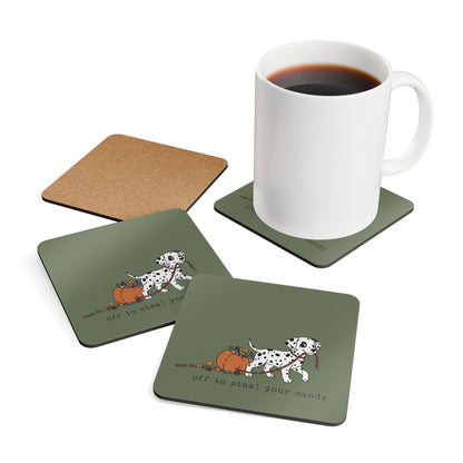 Off To Steal Your Candy - Corkwood Coaster Set - Moos