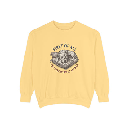 First of All You Interrupted My Nap - Comfort Colors 1566 Crewneck Sweatshirt