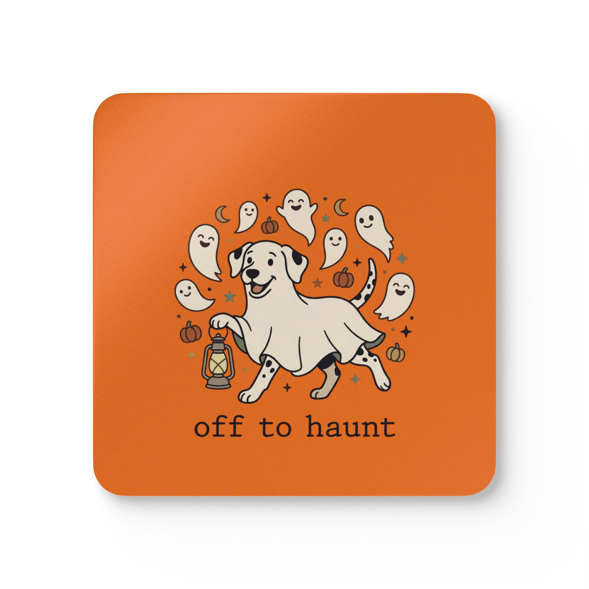 Off To Haunt - Corkwood Coaster Set - Orange