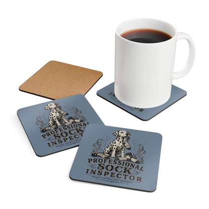 Professional Sock Inspector - Corkwood Coaster Set - Blue Jean