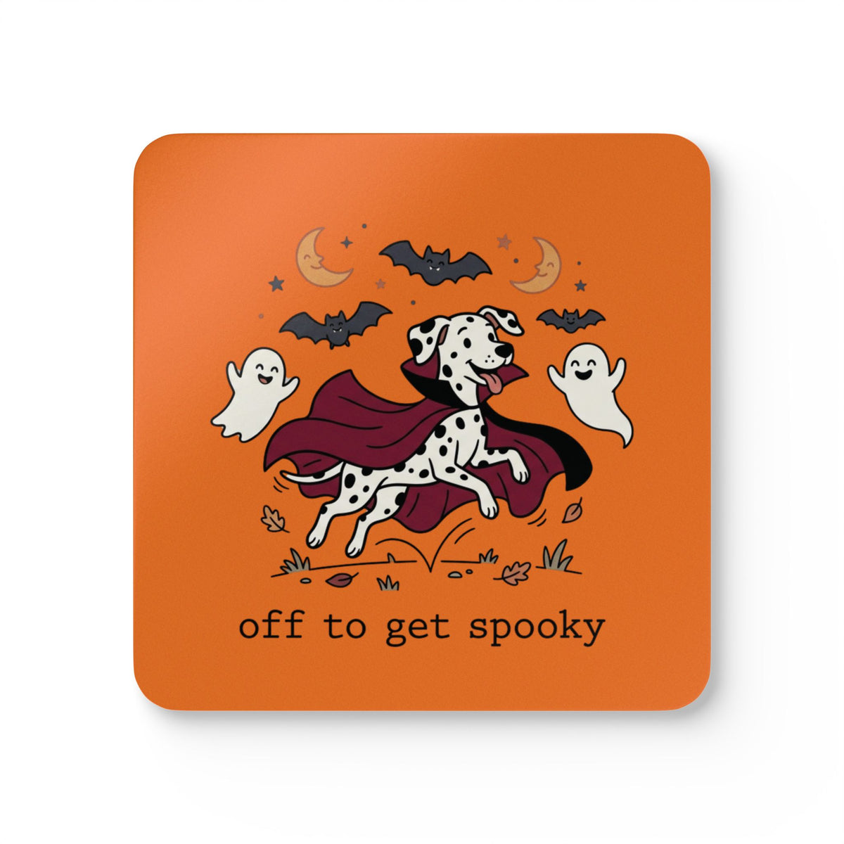 Off To Get Spooky - Corkwood Coaster Set - Orange