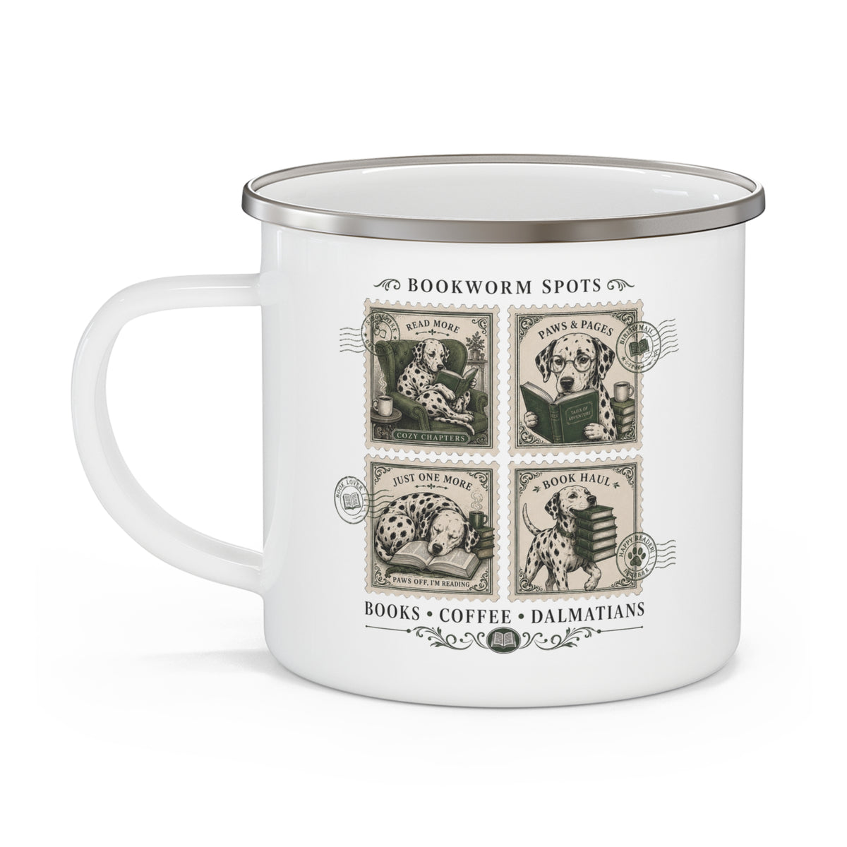 Bookworm Spots - Enamel Mug 12oz