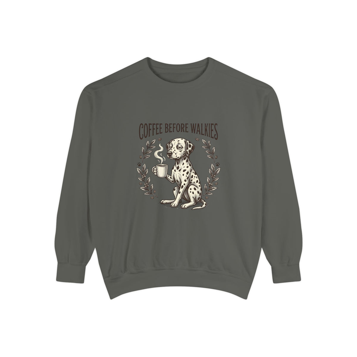 Coffee Before Walkies - Comfort Colors 1566 Crewneck Sweatshirt