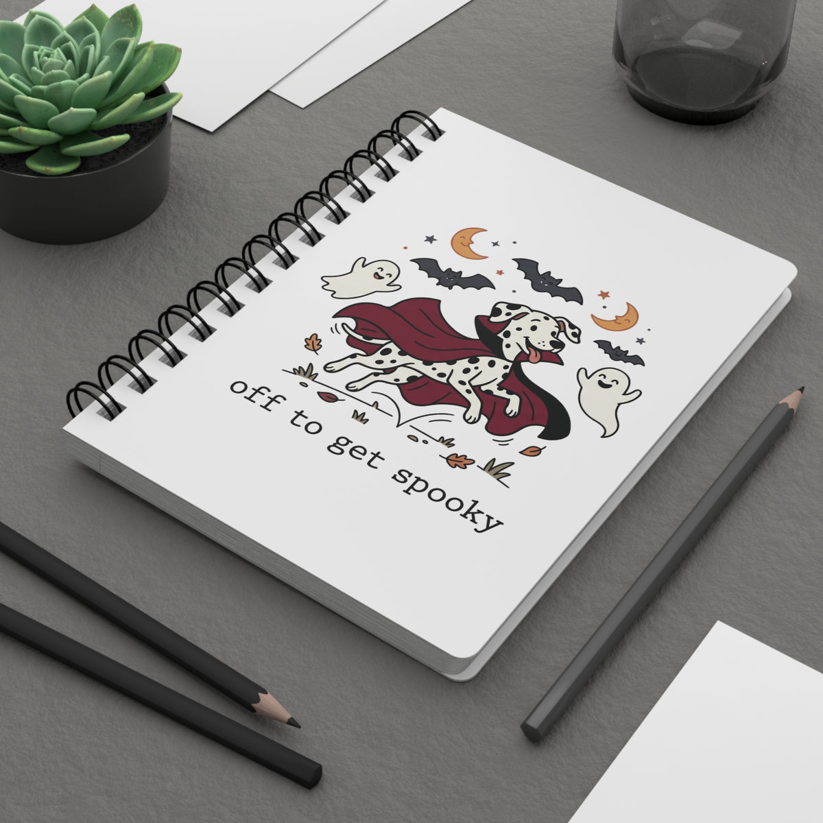 Off To Get Spooky - Spiral Journal - White