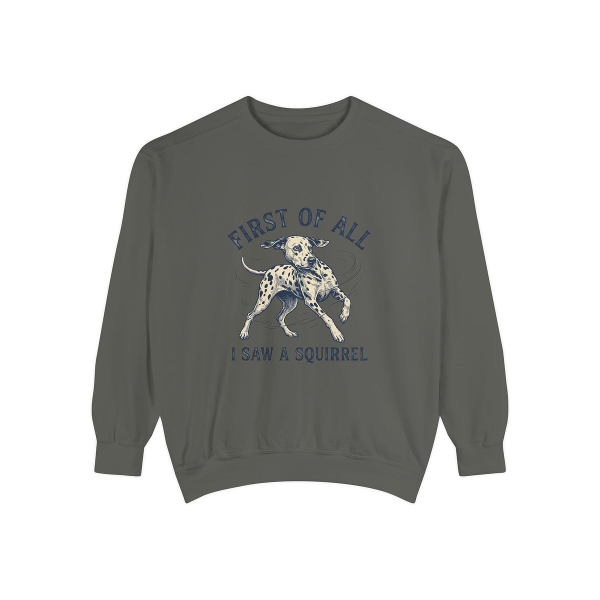 First of All I Saw A Squirrel - Comfort Colors 1566 Crewneck Sweatshirt
