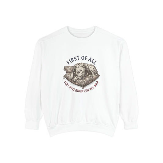 First of All You Interrupted My Nap - Comfort Colors 1566 Crewneck Sweatshirt