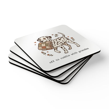 Off To Cuddle With Grandma - Corkwood Coaster Set