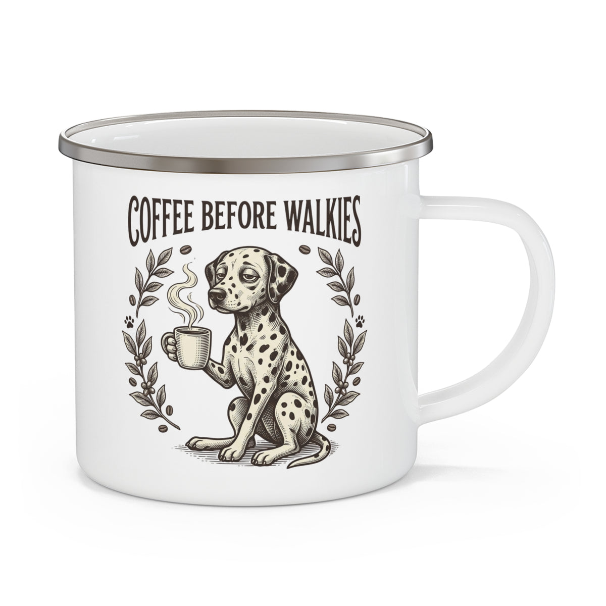 Coffee Before Walkies - Enamel Mug 12oz