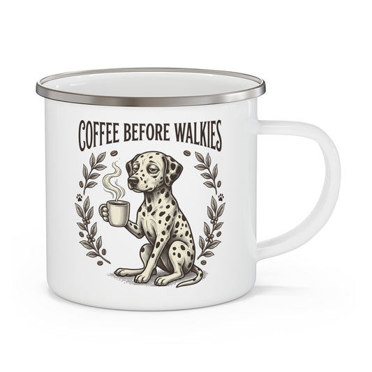 Coffee Before Walkies - Enamel Mug 12oz