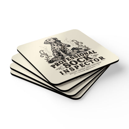 Professional Sock Inspector - Corkwood Coaster Set - Ivory