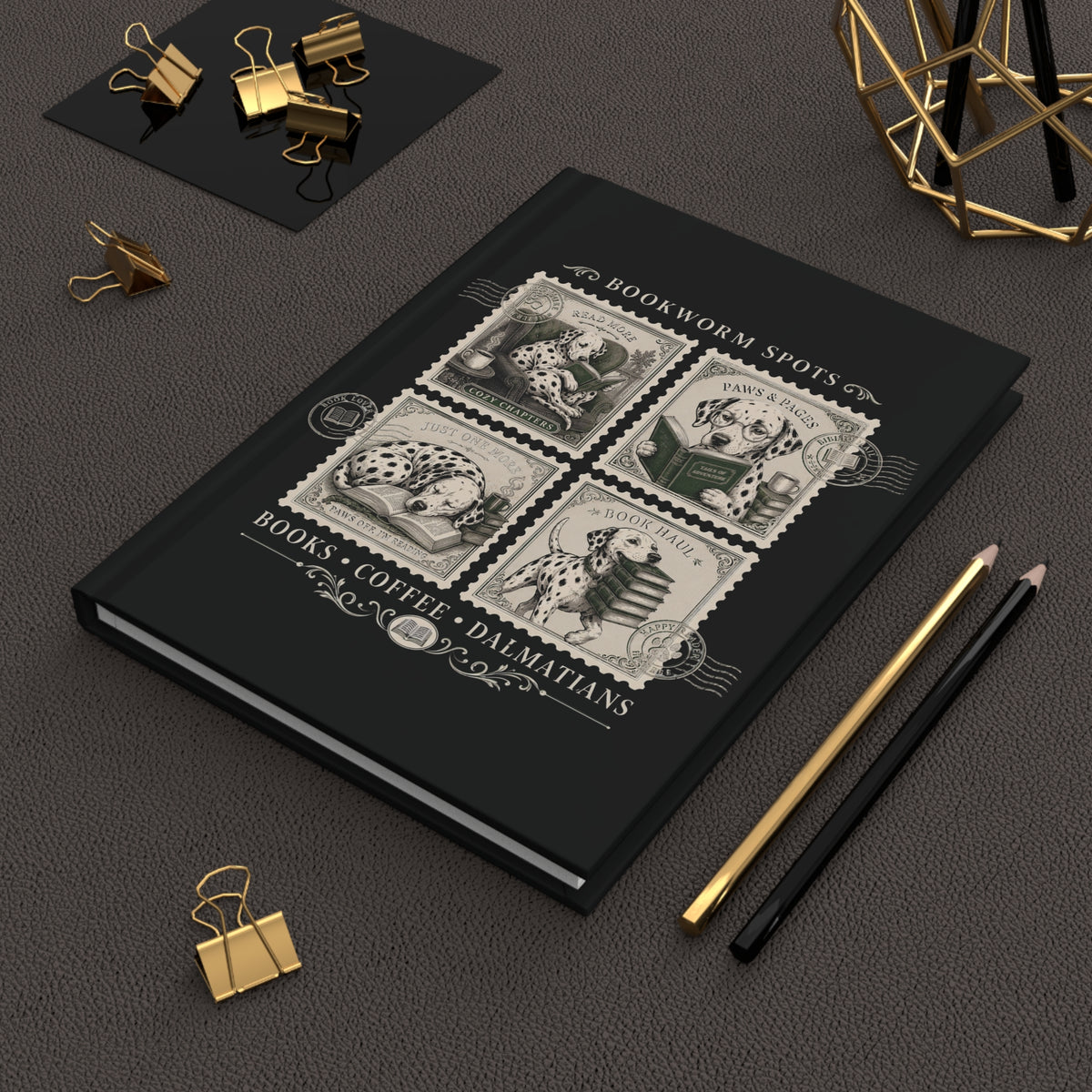 Bookworm Spots - Hardcover Journal - Black