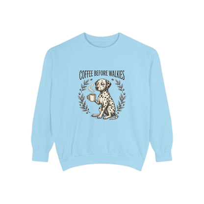 Coffee Before Walkies - Comfort Colors 1566 Crewneck Sweatshirt