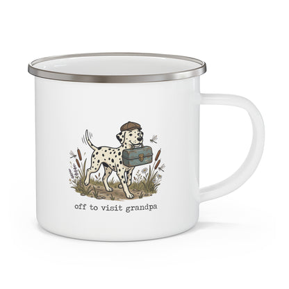 Off To Visit Grandpa -  Enamel Mug 12oz