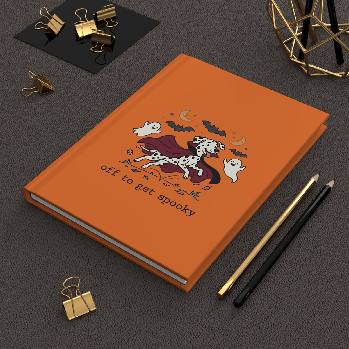 Off To Get Spooky - Hardcover Journal - Orange