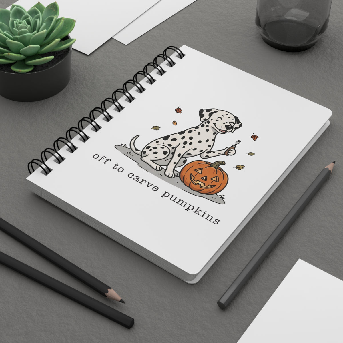 Off To Carve Pumpkins - Spiral Journal - White