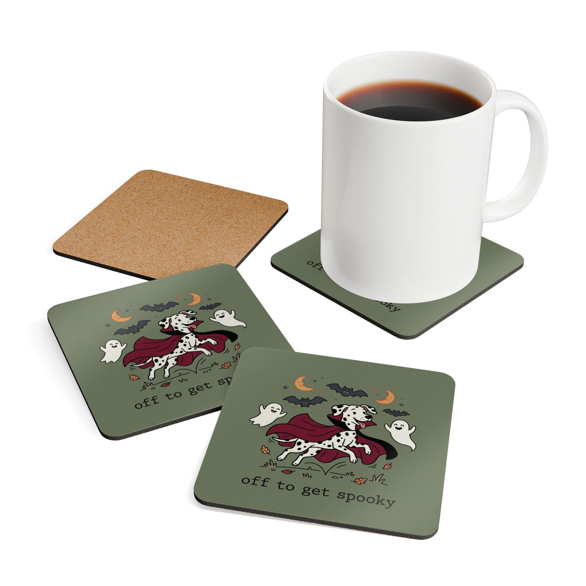 Off To Get Spooky - Corkwood Coaster Set - Moos