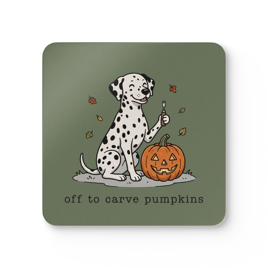 Off To Carve Pumpkins - Corkwood Coaster Set - Moos