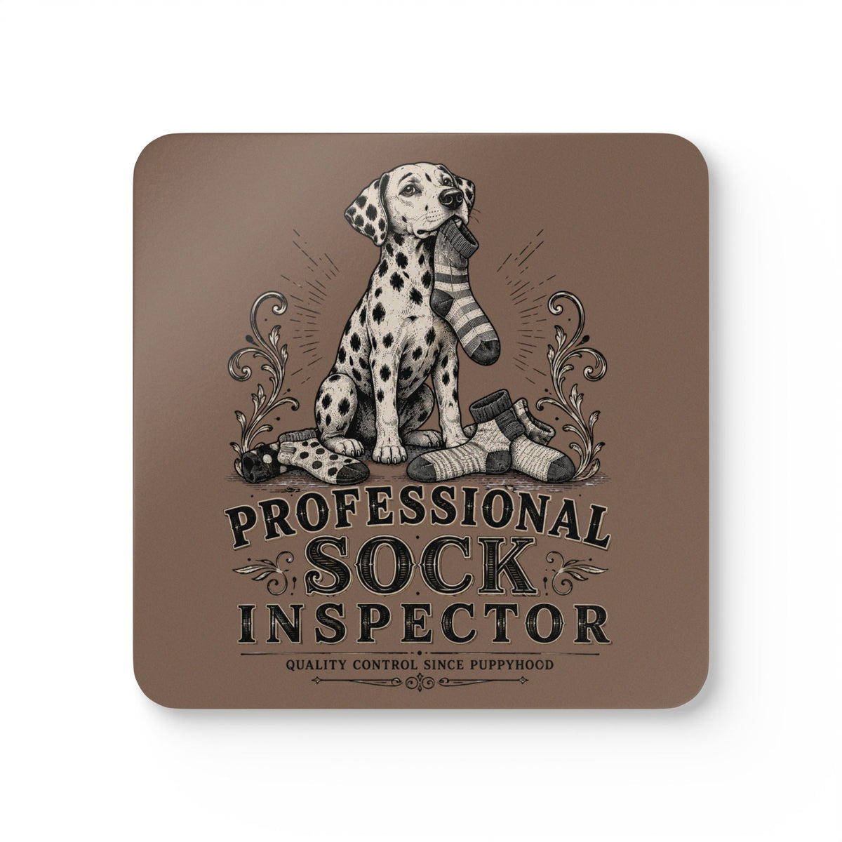 Professional Sock Inspector - Corkwood Coaster Set - Espresso