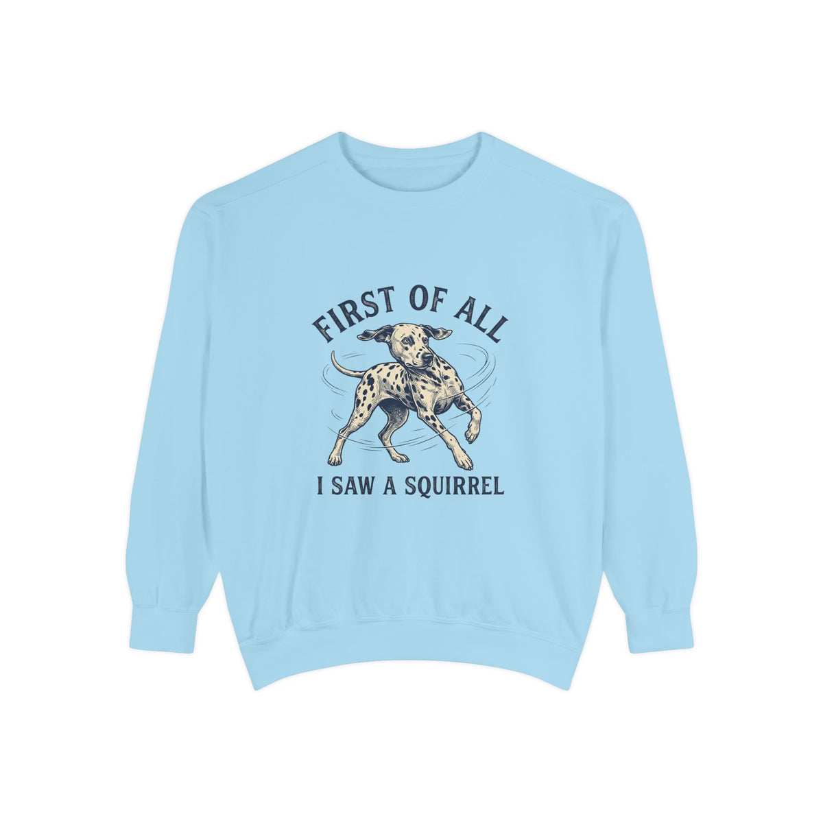 First of All I Saw A Squirrel - Comfort Colors 1566 Crewneck Sweatshirt