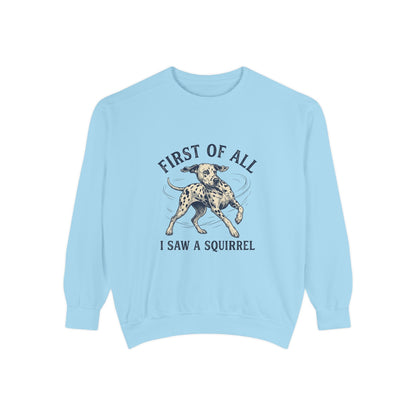First of All I Saw A Squirrel - Comfort Colors 1566 Crewneck Sweatshirt
