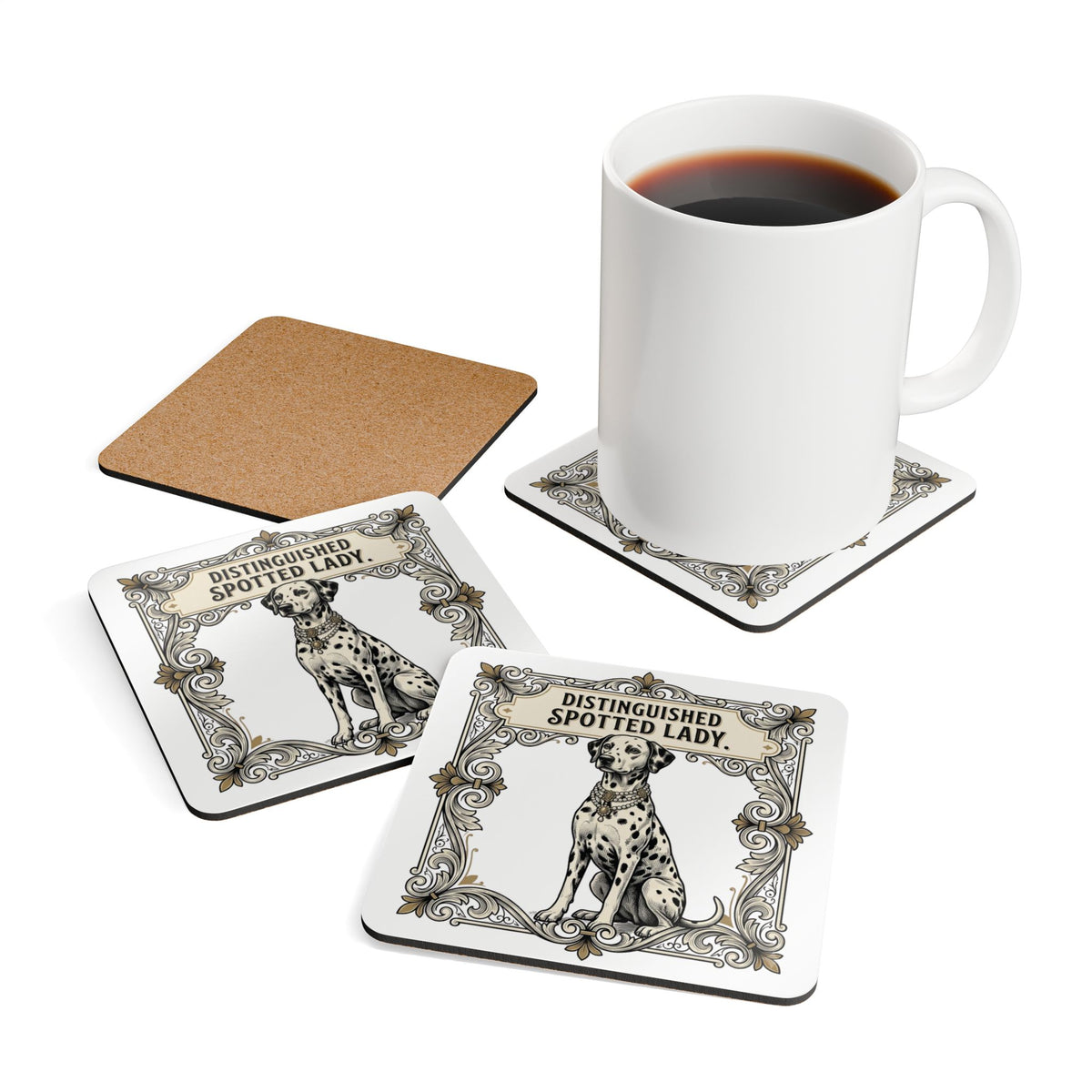 Distinguished Spotted Lady - Corkwood Coaster Set