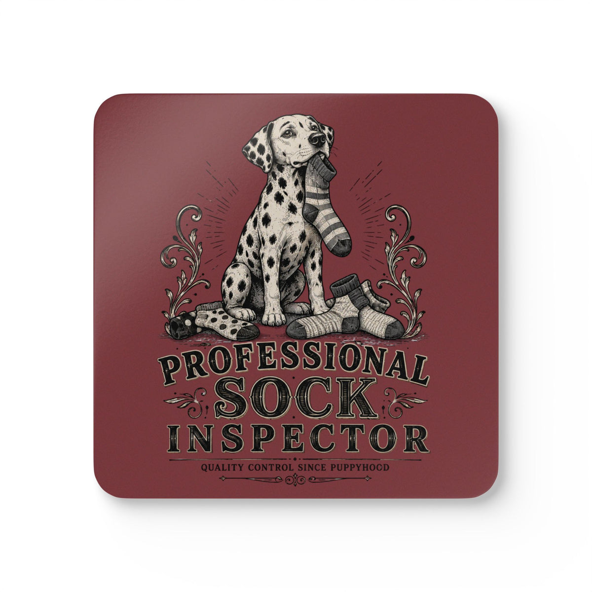 Professional Sock Inspector - Corkwood Coaster Set - Chili