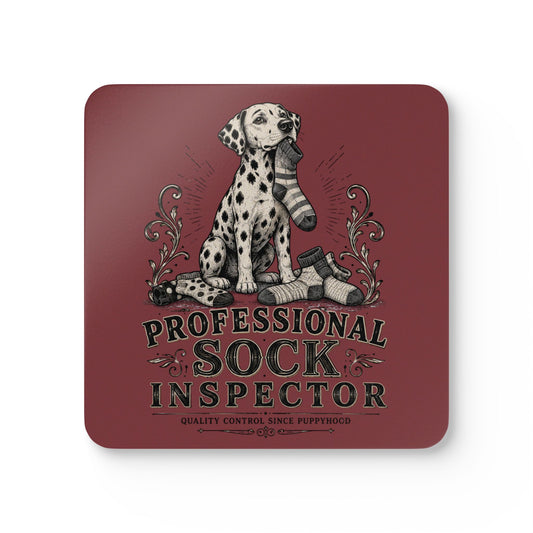 Professional Sock Inspector - Corkwood Coaster Set - Chili