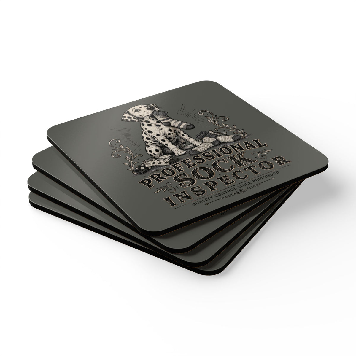 Professional Sock Inspector - Corkwood Coaster Set - Pepper