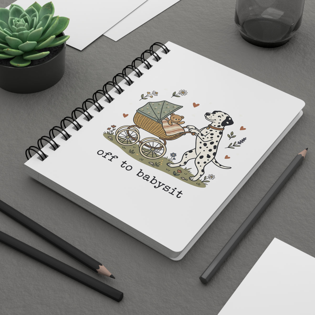 Off To Babysit - Spiral Journal - White