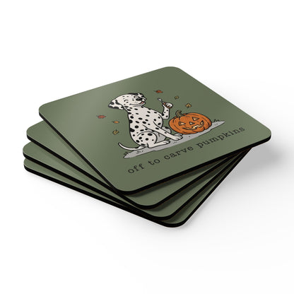 Off To Carve Pumpkins - Corkwood Coaster Set - Moos