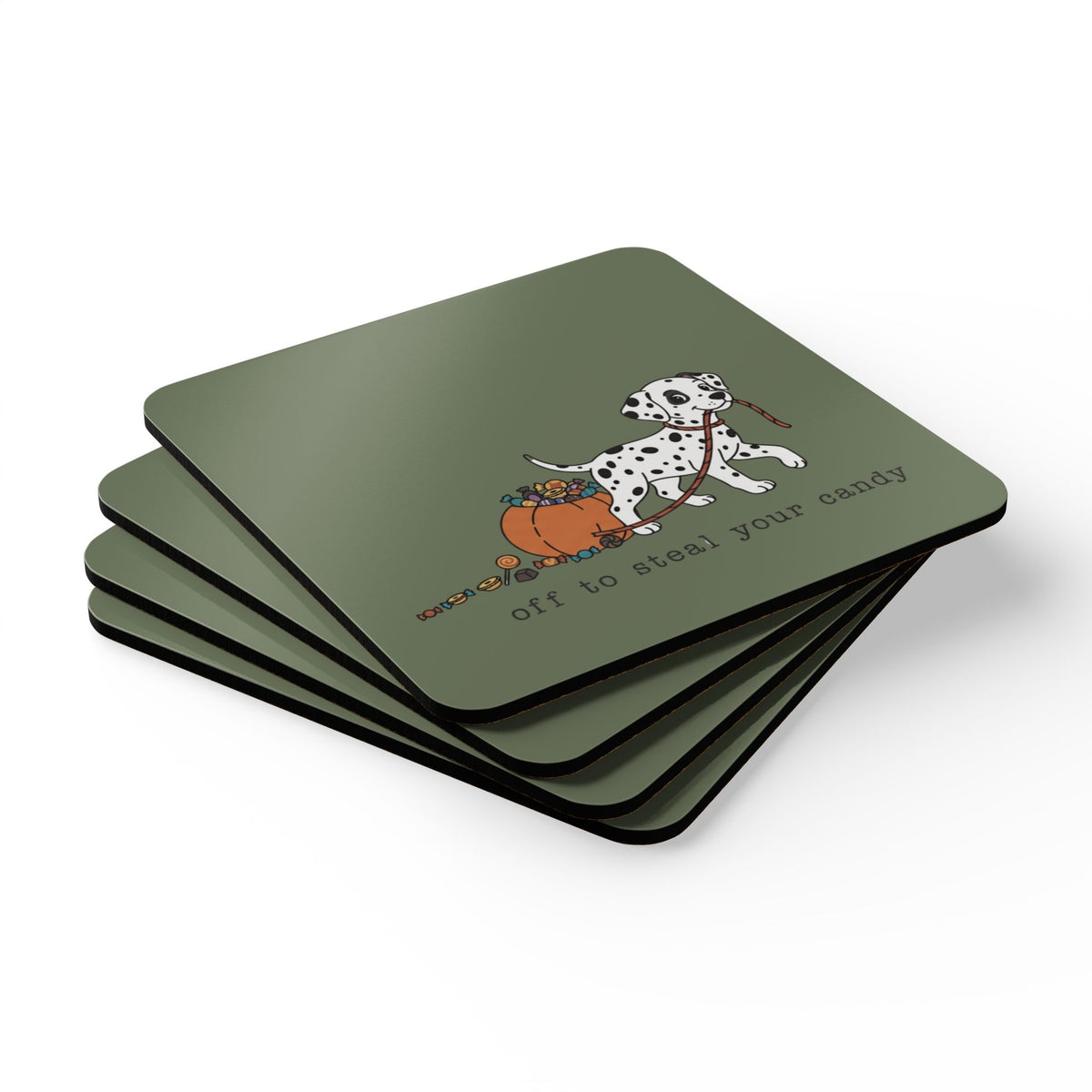Off To Steal Your Candy - Corkwood Coaster Set - Moos