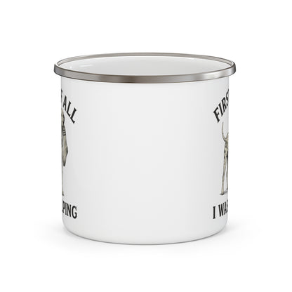 First of All I Was Helping - Enamel Mug 12oz