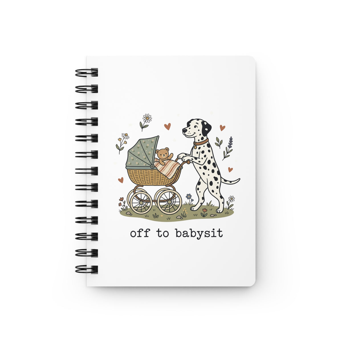 Off To Babysit - Spiral Journal - White