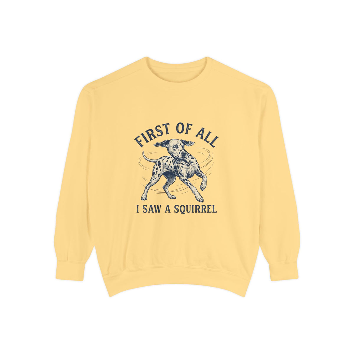 First of All I Saw A Squirrel - Comfort Colors 1566 Crewneck Sweatshirt