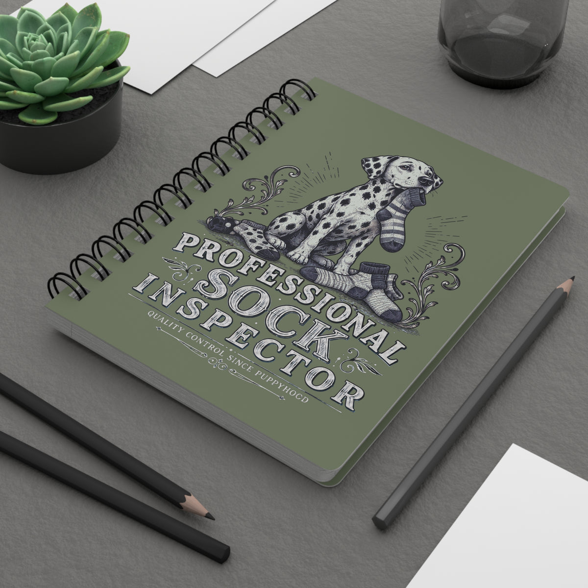 Professional Sock Inspector - Spiral Journal - Moos white
