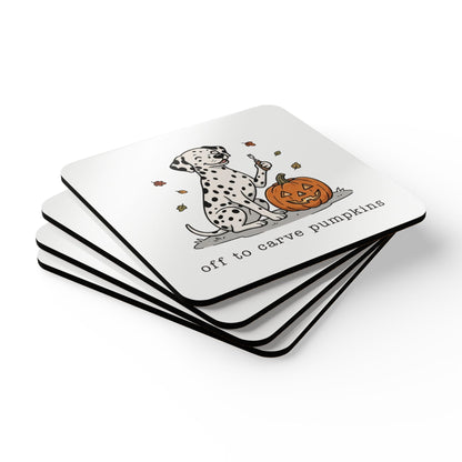 Off To Carve Pumpkins - Corkwood Coaster Set