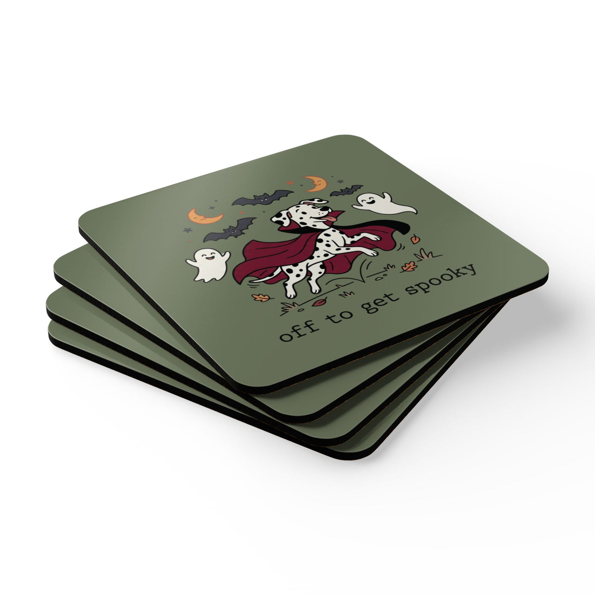 Off To Get Spooky - Corkwood Coaster Set - Moos