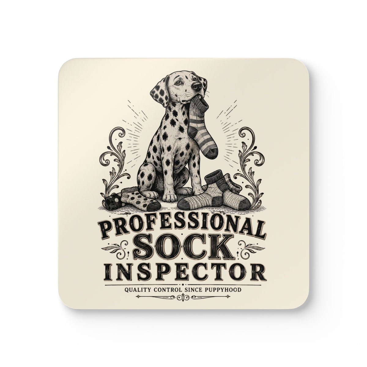 Professional Sock Inspector - Corkwood Coaster Set - Ivory