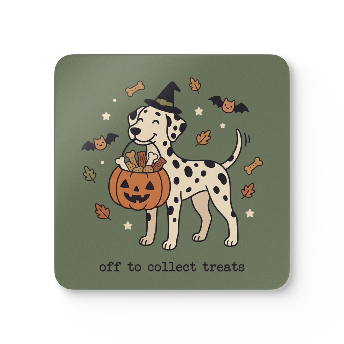 Off To Collect Treats - Corkwood Coaster Set - Moos
