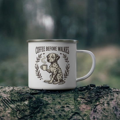 Coffee Before Walkies - Enamel Mug 12oz