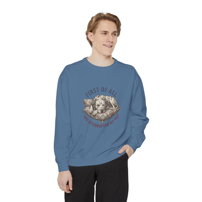 First of All You Interrupted My Nap - Comfort Colors 1566 Crewneck Sweatshirt